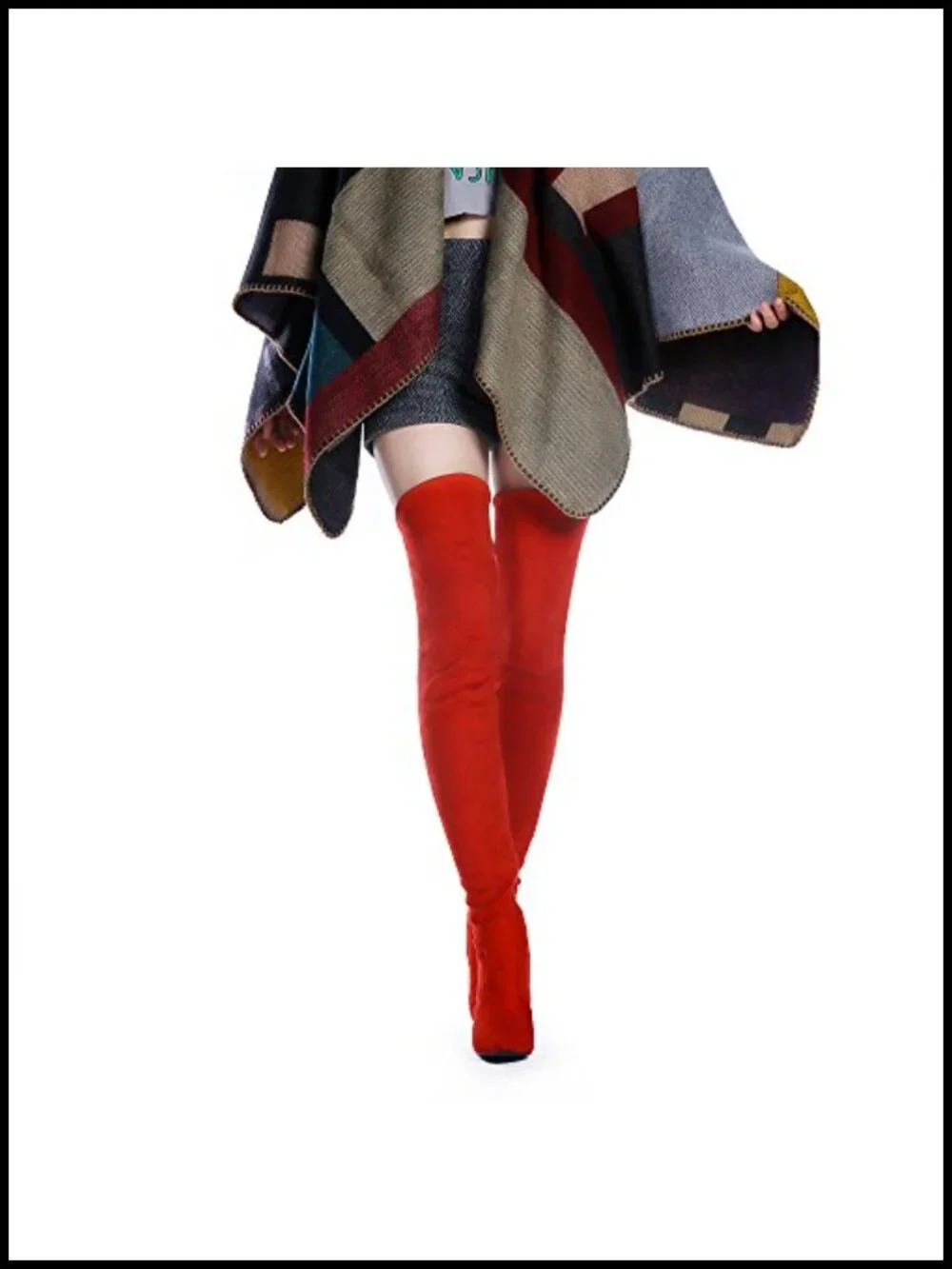 Stretch Suede Chunky Heel Over The Knee Boots Thigh High